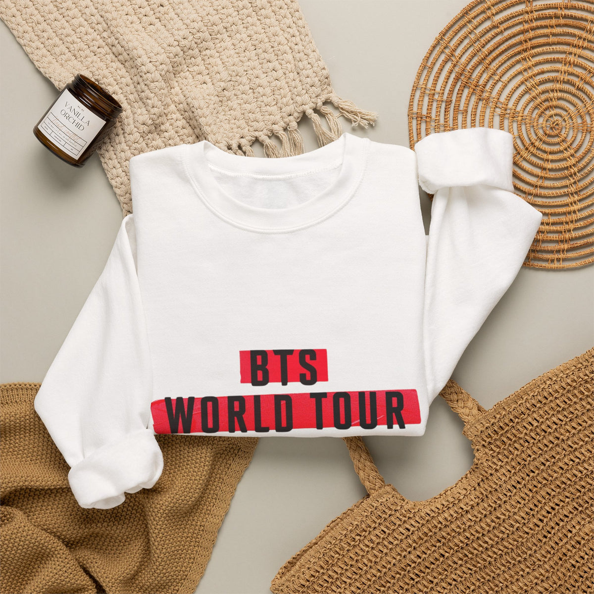 BTS ARMY Crewneck Sweatshirt — “BTS World Tour Arirang” Front & “Army Forever Bangtan Forever” Back