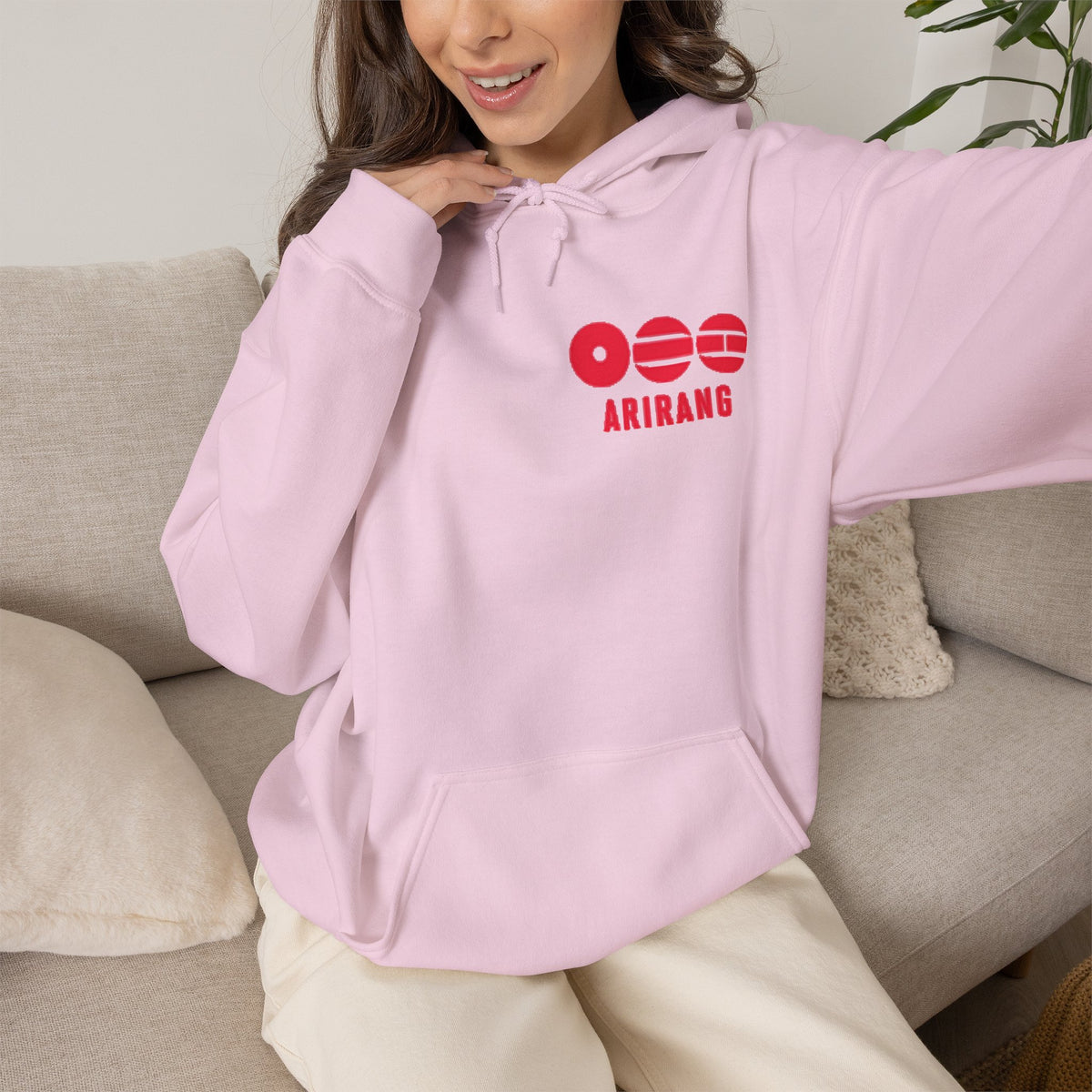Arirang Logo Hoodie — Minimal BTS Inspired White Pullover
