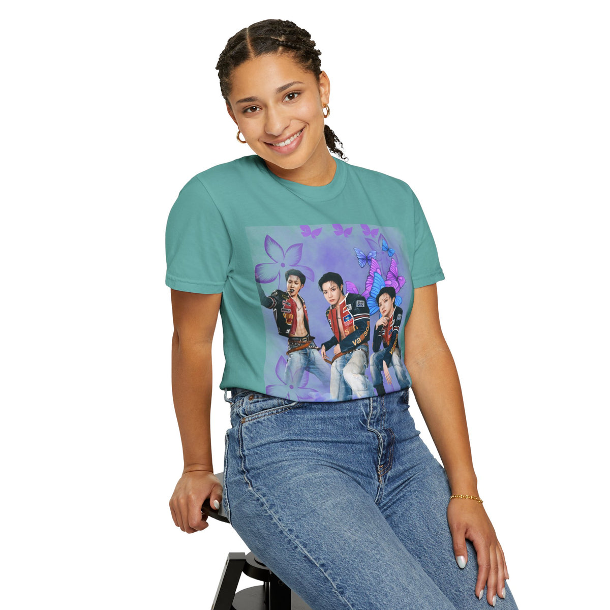 JHOPE Graphic T-Shirt — Purple Floral Portrait Tee