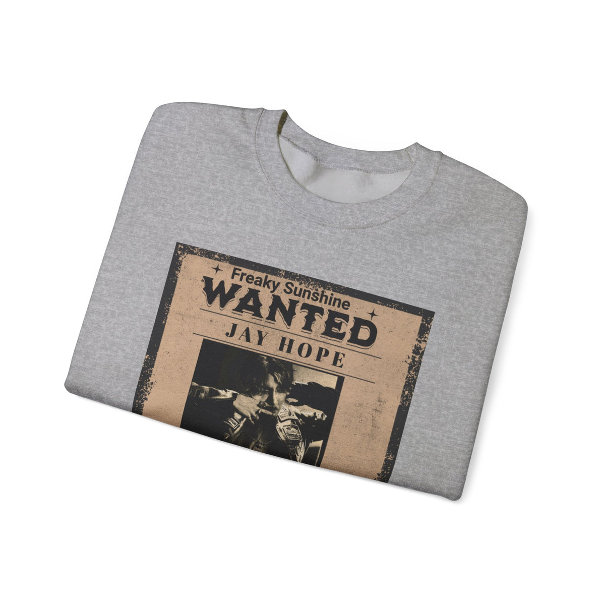 Wanted Poster Crewneck Sweatshirt – 'Freaky Sunshine: WANTED Jay Hope' Retro Graphic