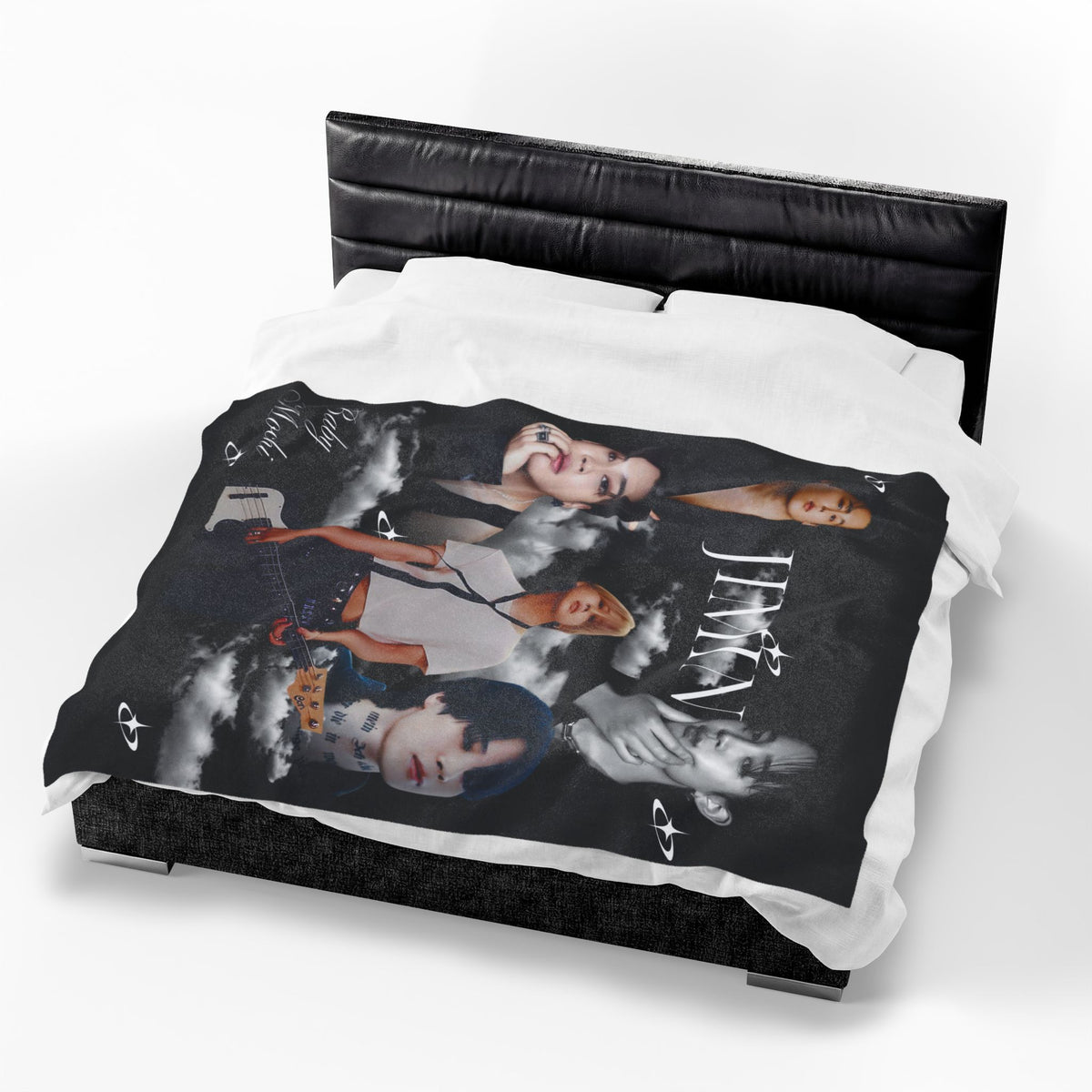 Velveteen Plush Blanket — Jimin Photo Collage Fleece Throw