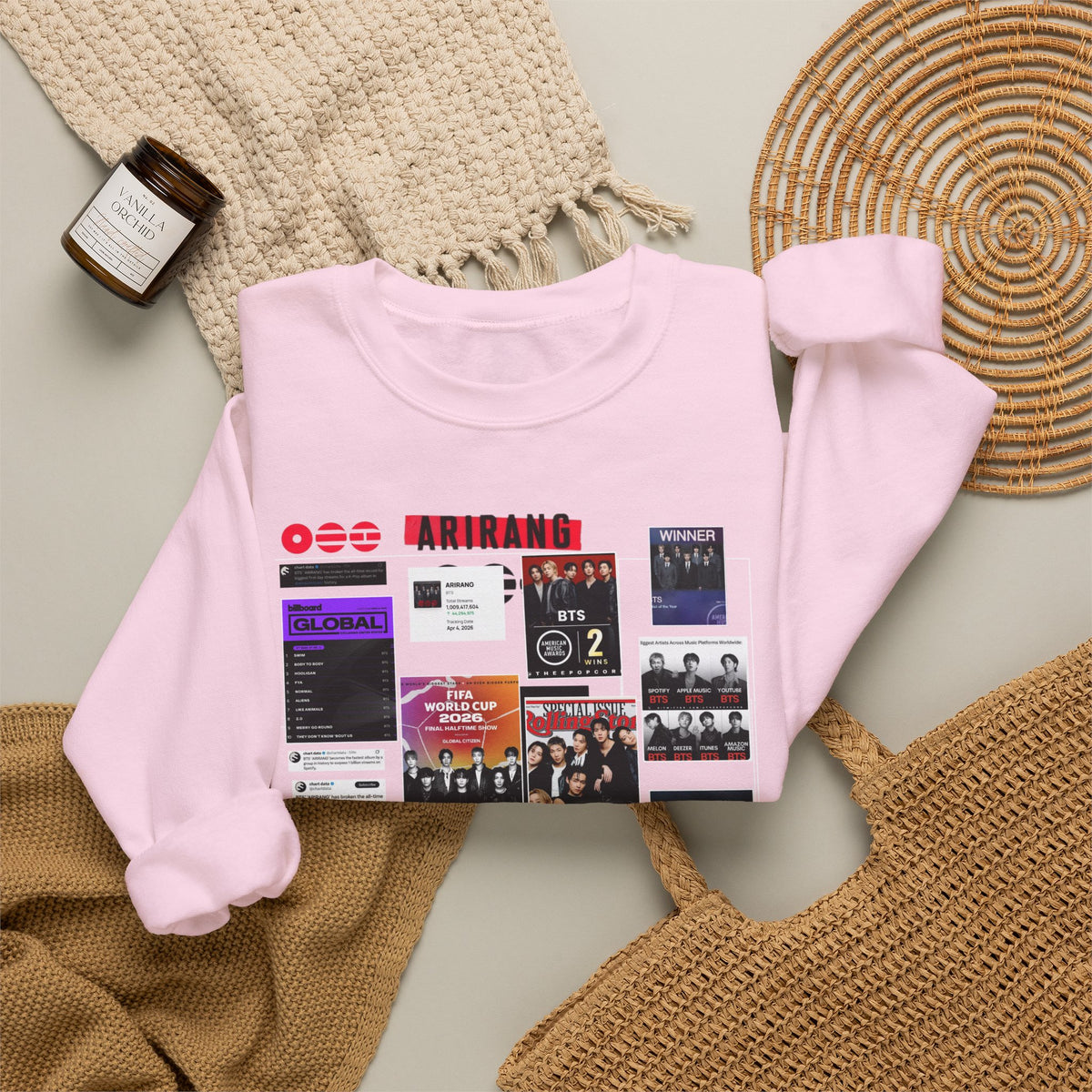 BTS Collage Graphic Crewneck Sweatshirt — Music Poster Design