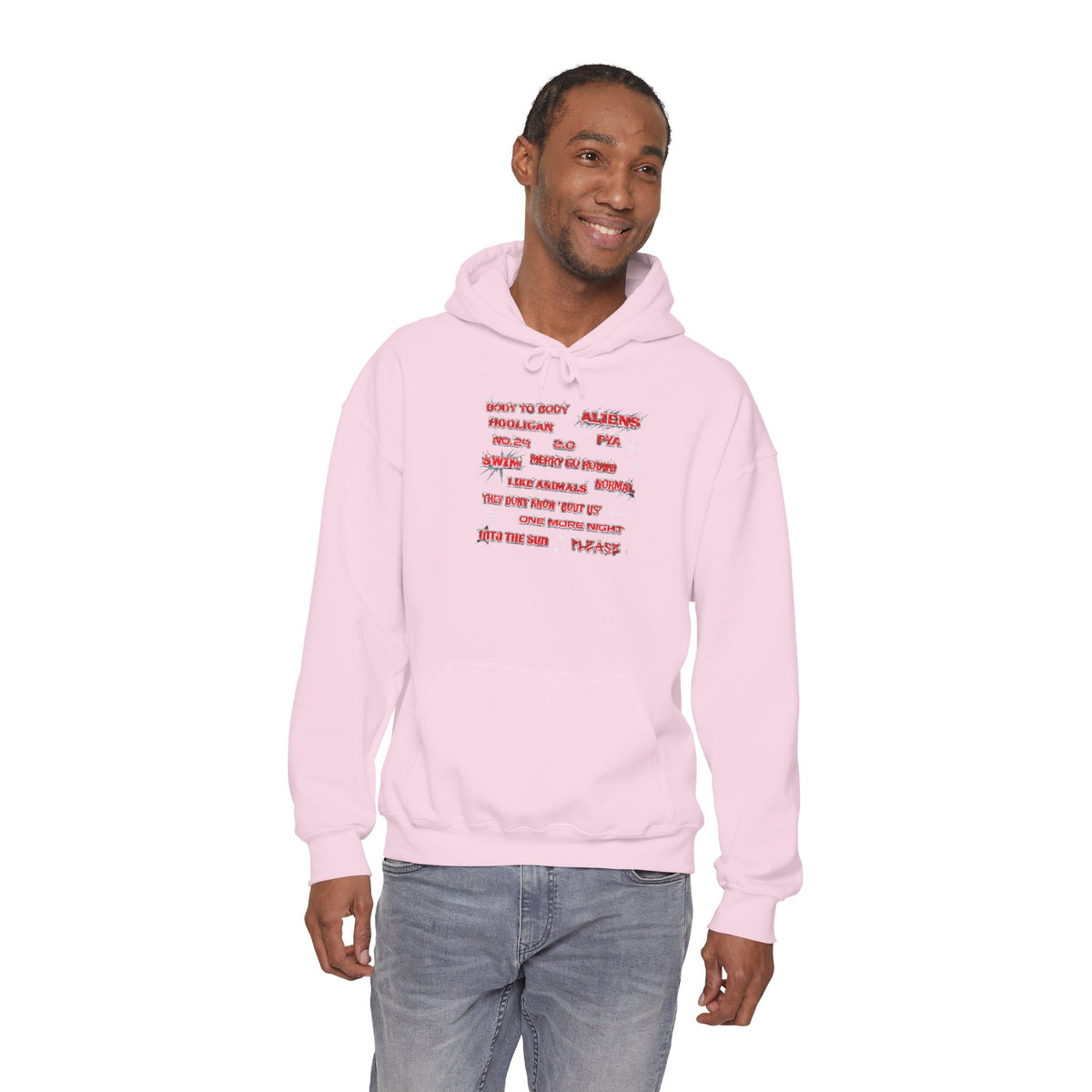 BTS Text Graphic Hoodie —  Red Script Sweatshirt