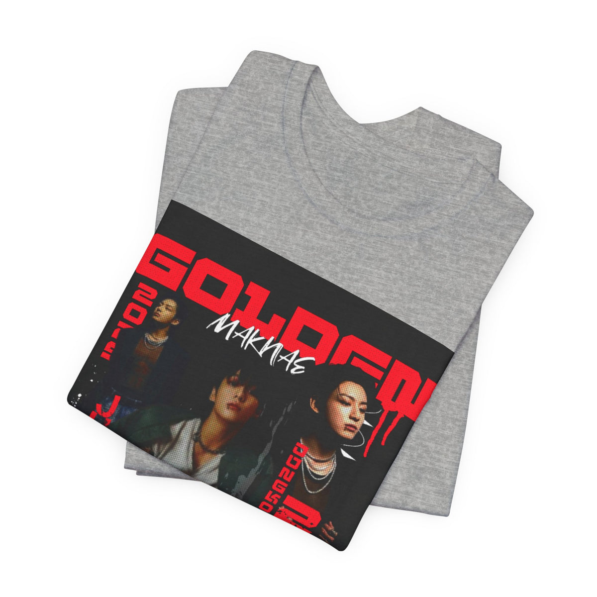 Jungkook Graphic Tee — Golden (Red Text)