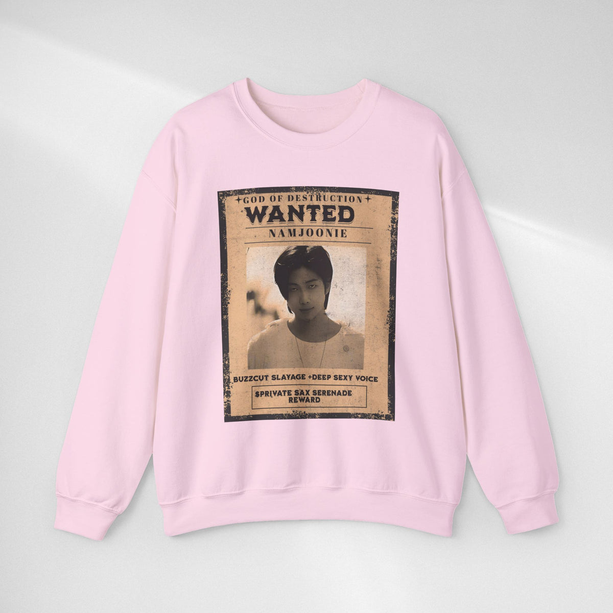 Wanted Poster Crewneck Sweatshirt — 'Wanted: Namjoonie' Vintage K-Pop Graphic