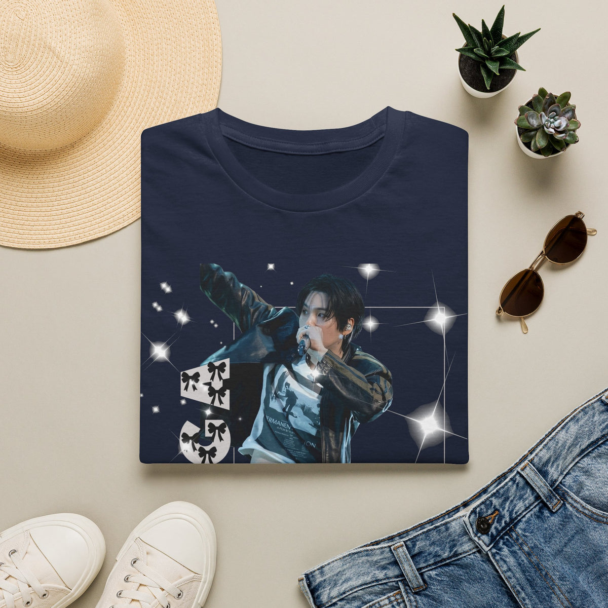 Vintage K-Pop Idol Graphic Tee — "SUGA 93" Sparkle Jersey Shirt