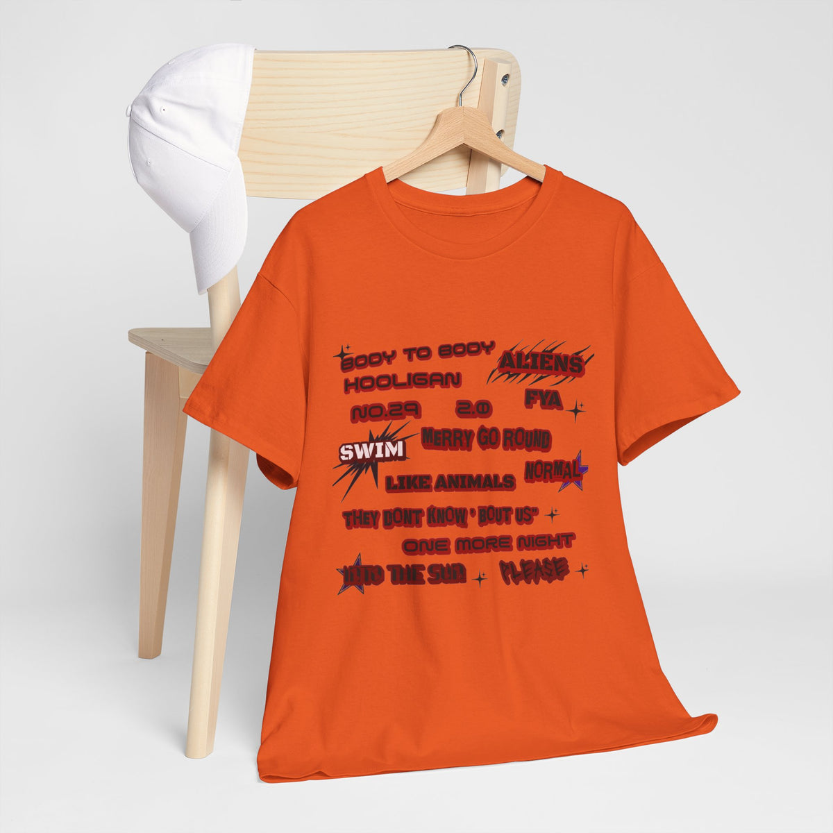 BTS ARIRANG Graphic Tee — Distorted Red Text Band Shirt