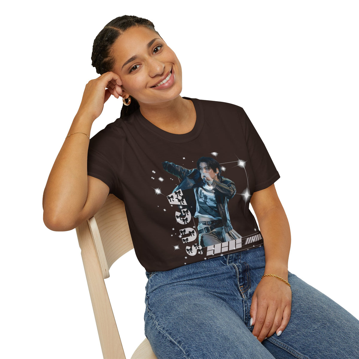 Vintage K-Pop Idol Graphic Tee — "SUGA 93" Sparkle Jersey Shirt