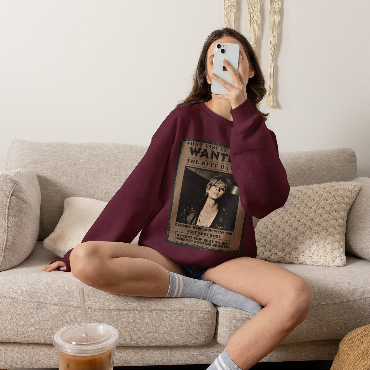 Wanted Poster Crewneck Sweatshirt — Vintage 'Buff Bandit' Graphic