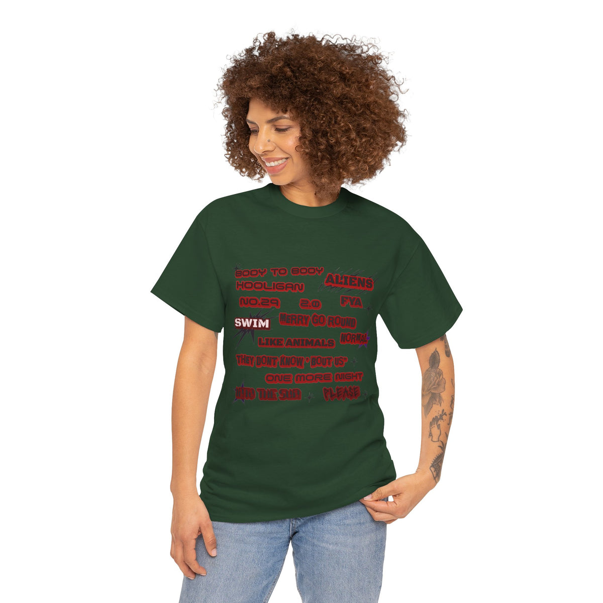 BTS ARIRANG Graphic Tee — Distorted Red Text Band Shirt