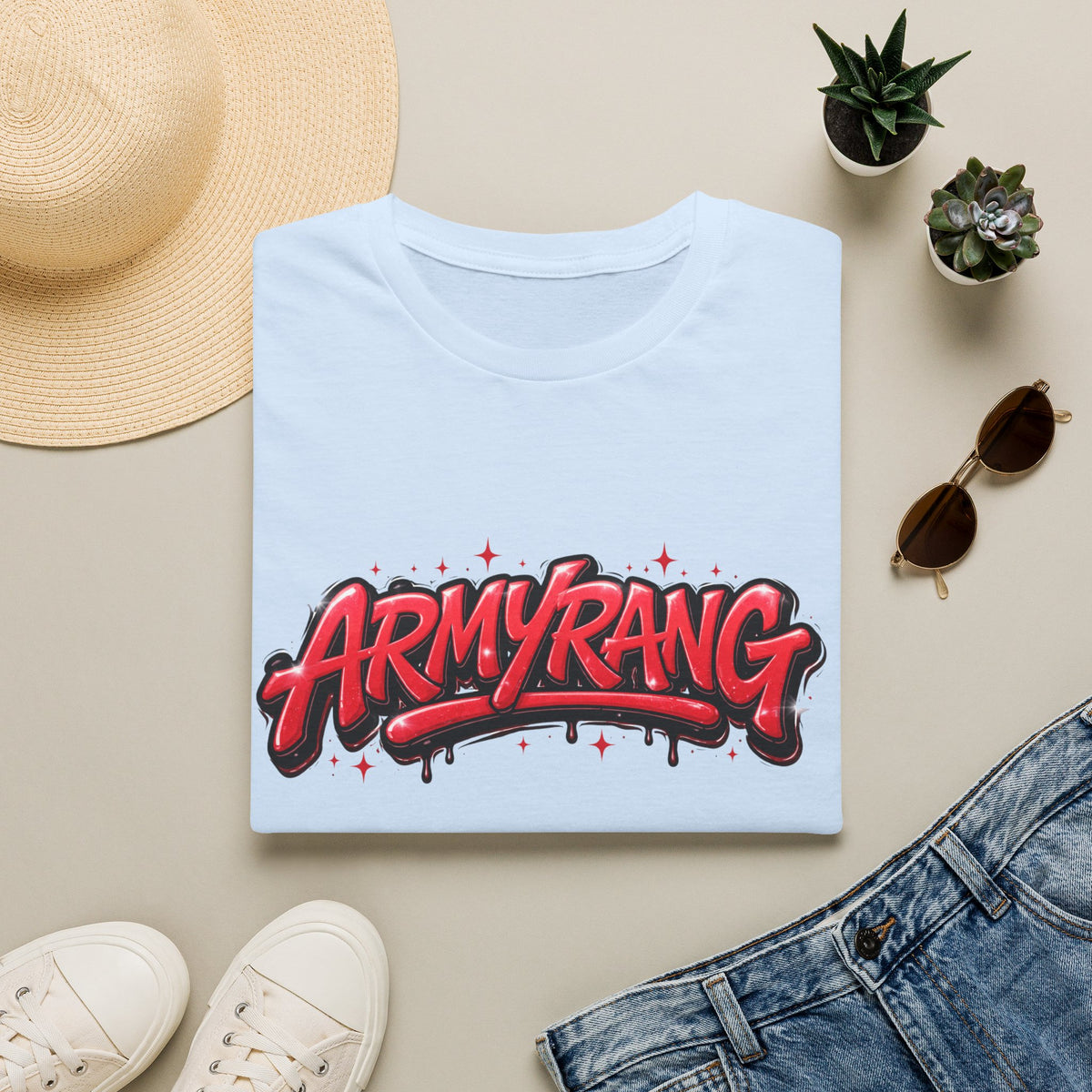 ArmyRang Graphic T-Shirt — Red Graffiti Streetwear Tee
