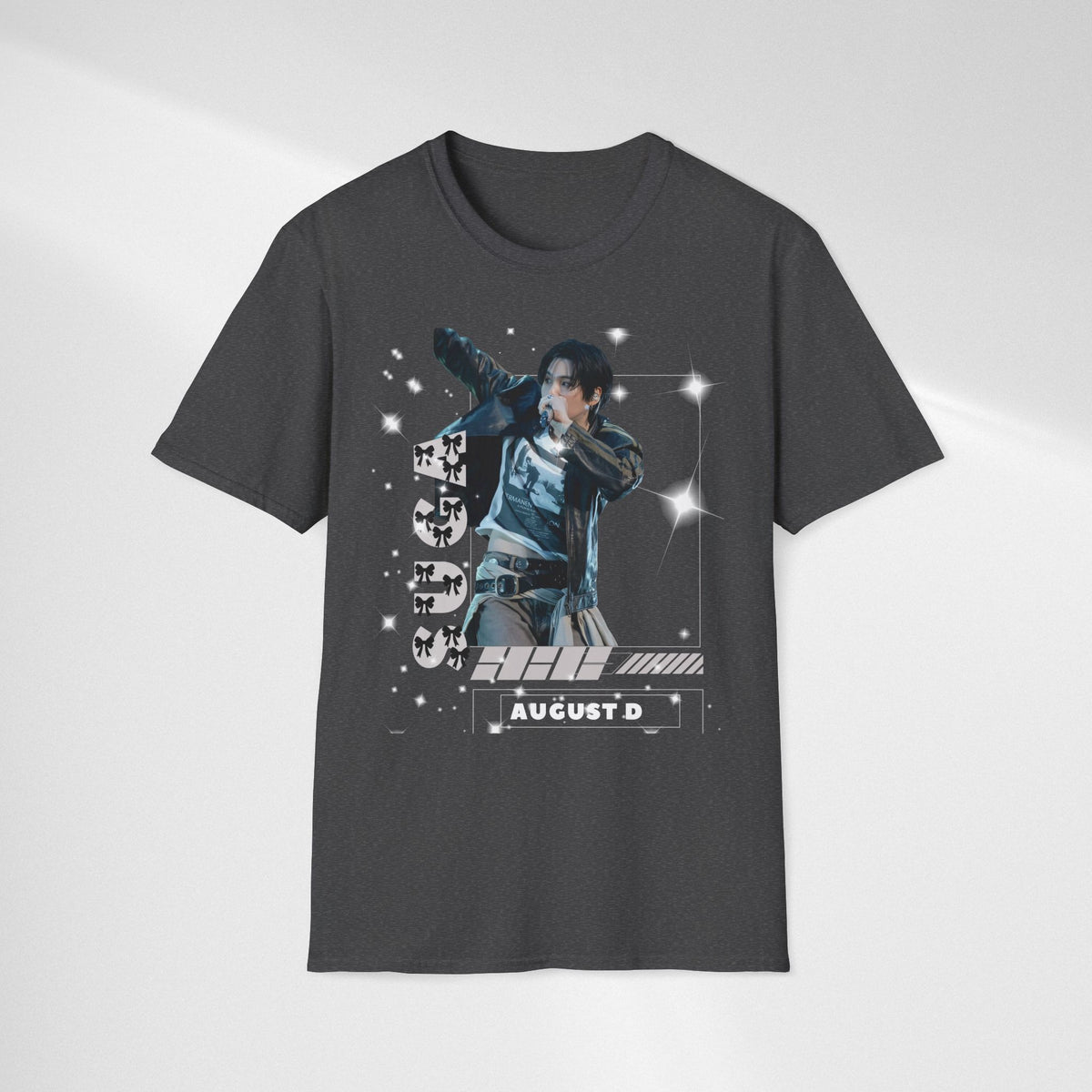 Vintage K-Pop Idol Graphic Tee — "SUGA 93" Sparkle Jersey Shirt