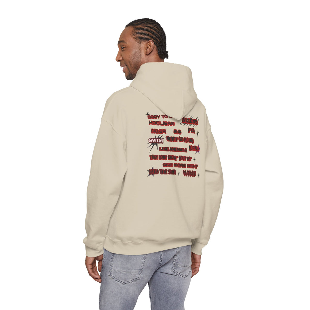 BTS Text Graphic Hoodie —  Red Script Sweatshirt
