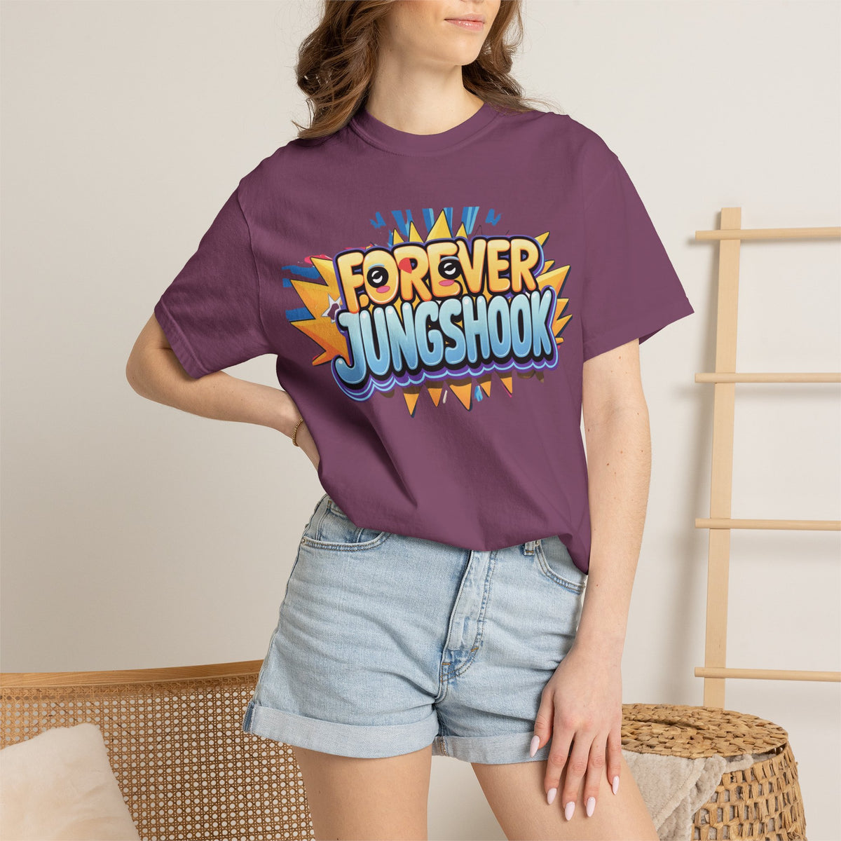 Forever Jungshook T-Shirt — Colorful Fan Graphic Tee