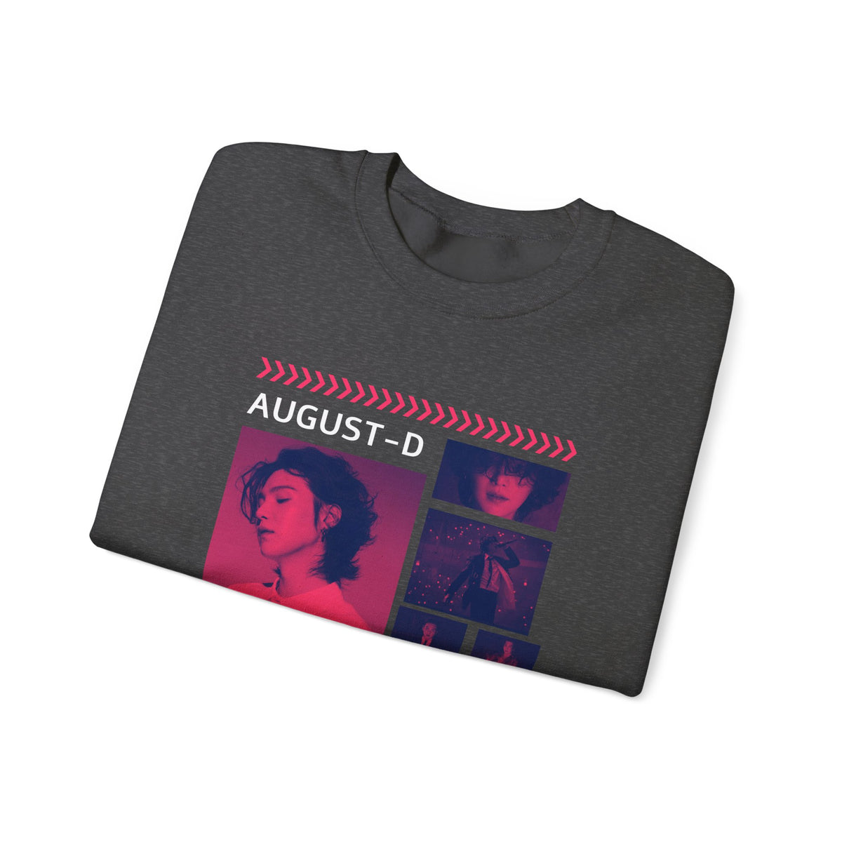Suga Retro Photo Collage Sweatshirt — Pink Neon Portrait Crewneck