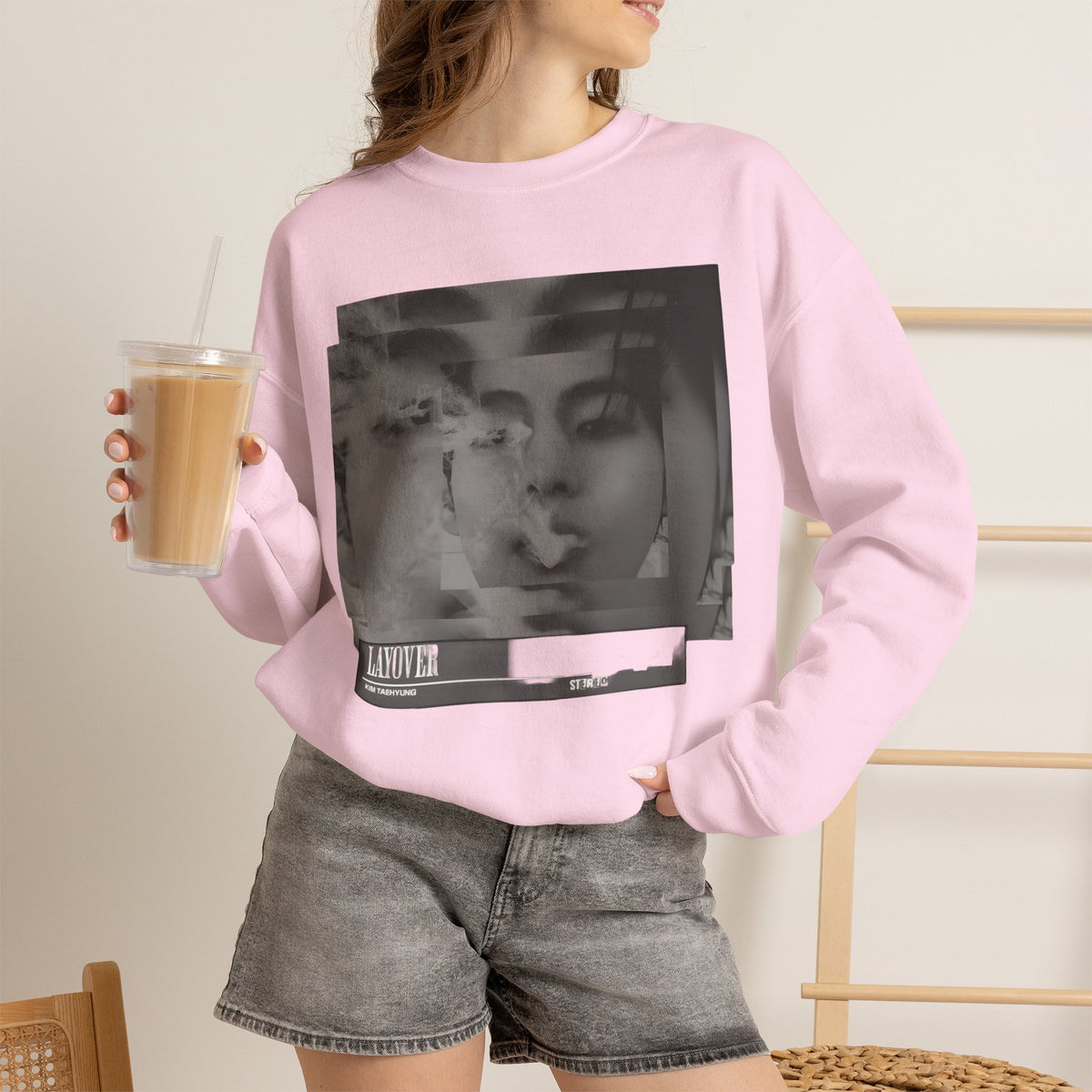 Graphic Crewneck Sweatshirt – Moody Collage Face Design