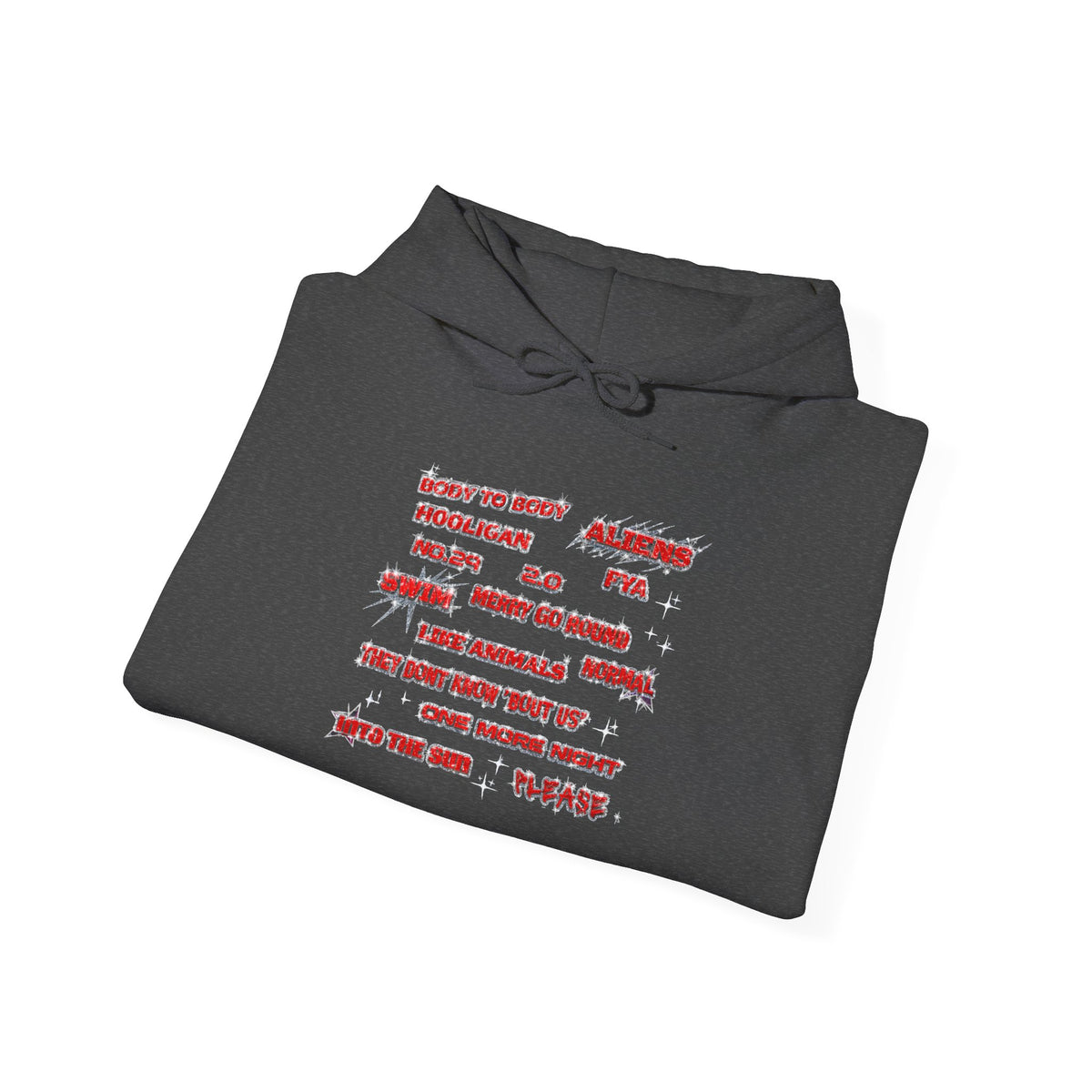 BTS Text Graphic Hoodie —  Red Script Sweatshirt