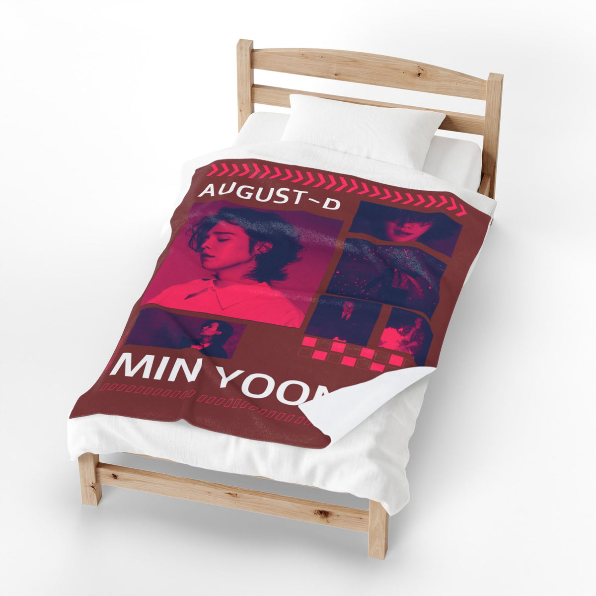 Velveteen Plush Blanket — Min Yoon‑Gi Photo Collage Throw (August‑D Design)