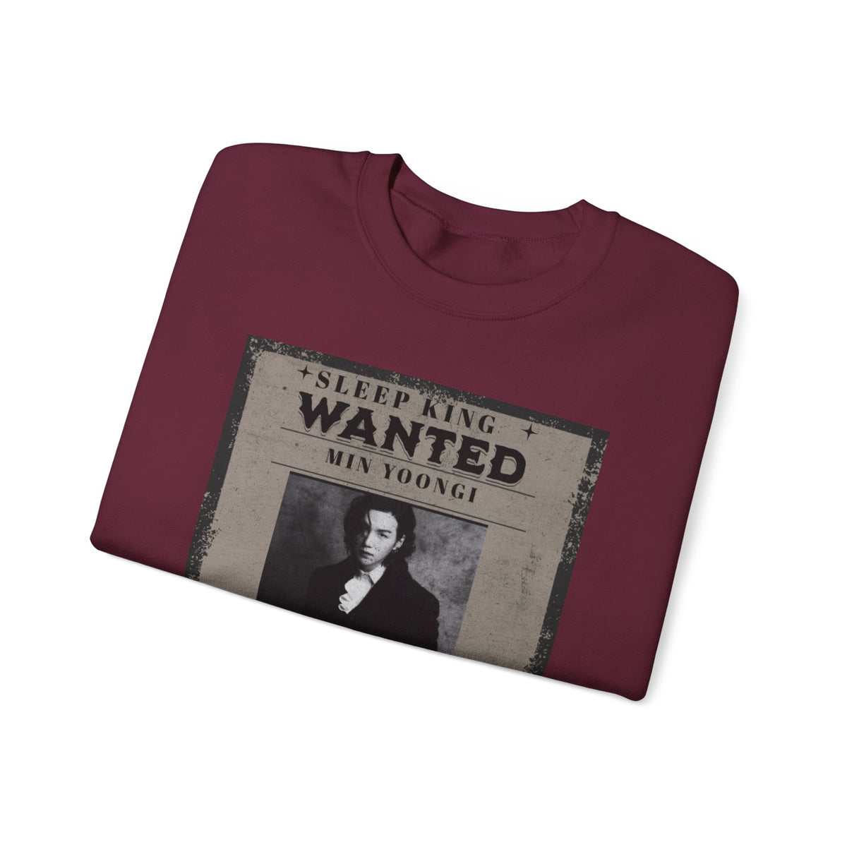 Suga Wanted Poster Crewneck Sweatshirt – Vintage 'Sleep King' Graphic