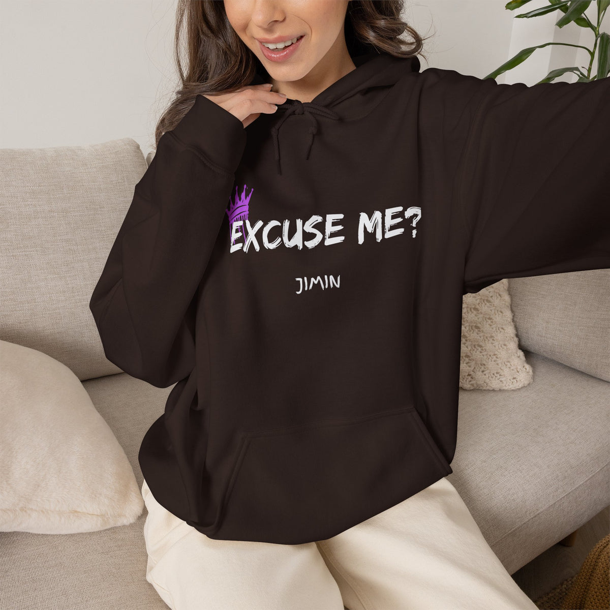 Excuse Me? Jimin Hoodie - K-Pop Fan Pullover with Crown Graphic