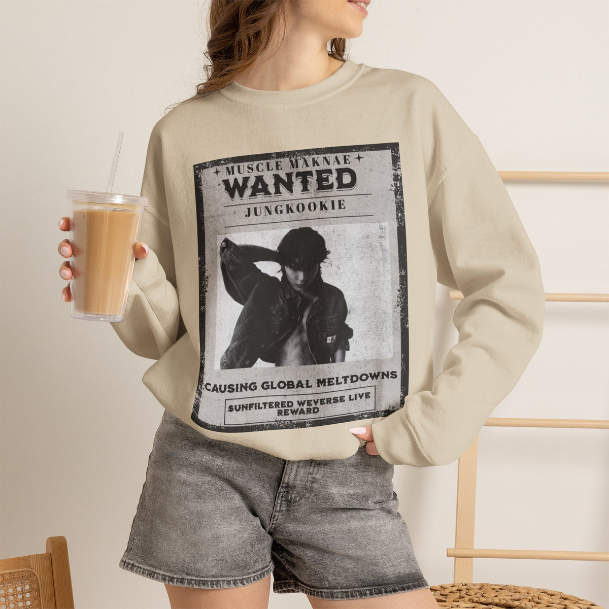 Wanted Poster Crewneck Sweatshirt — Vintage 'Wanted' Graphic Pullover