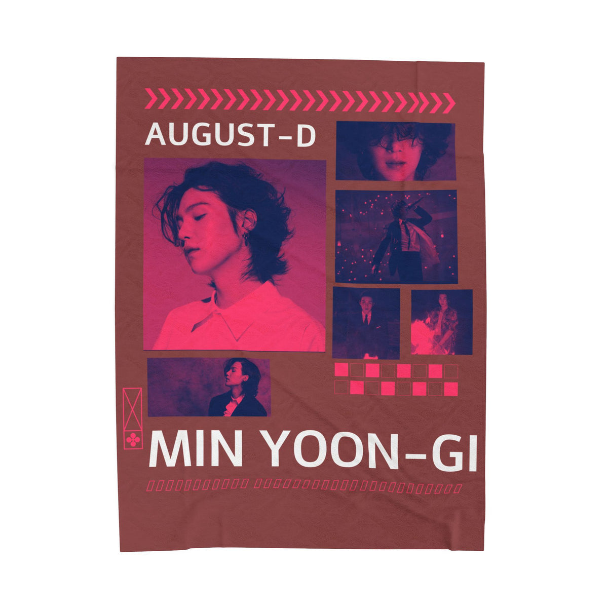 Velveteen Plush Blanket — Min Yoon‑Gi Photo Collage Throw (August‑D Design)