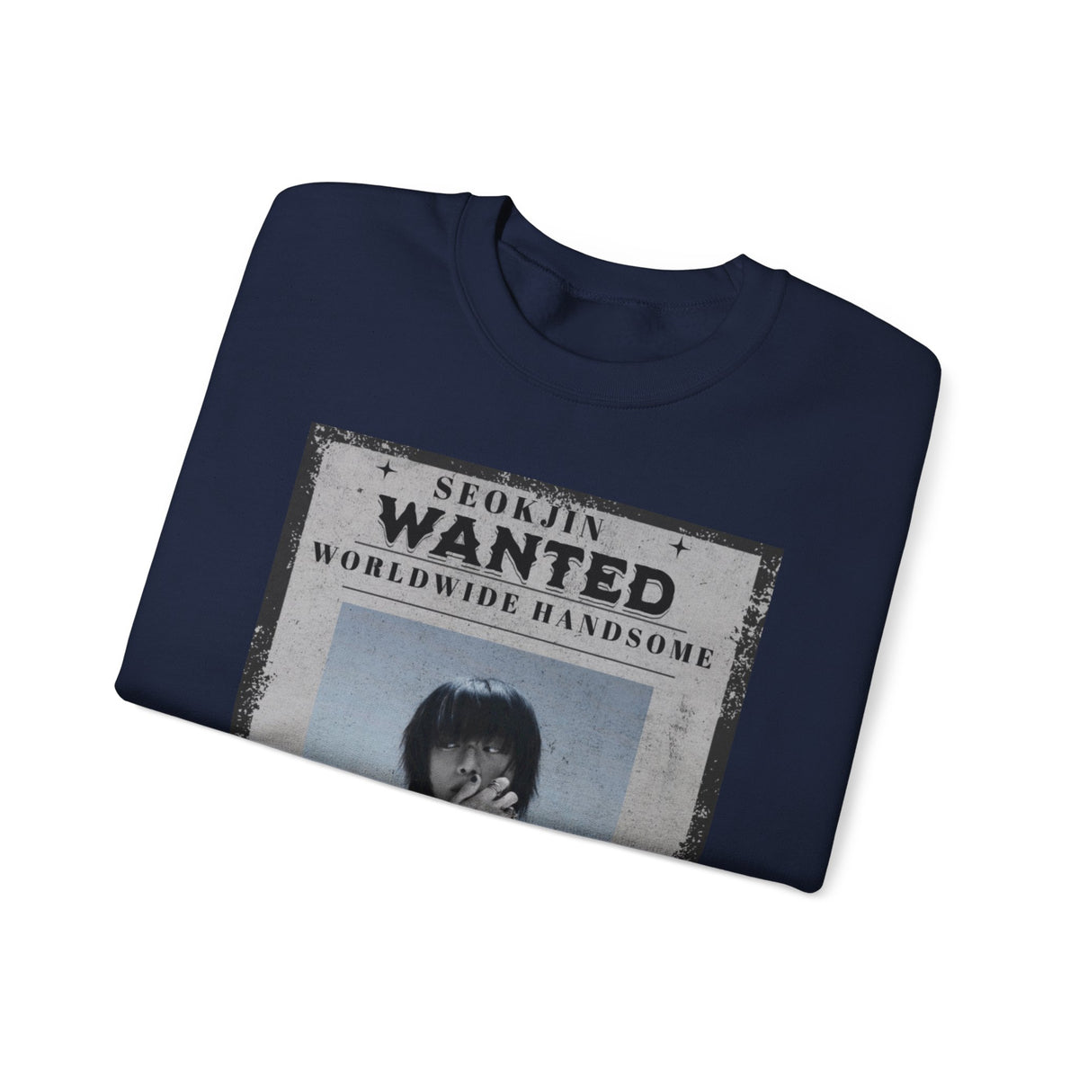 Crewneck Sweatshirt — 'Seojin Wanted: Worldwide Handsome' Vintage Poster Graphic