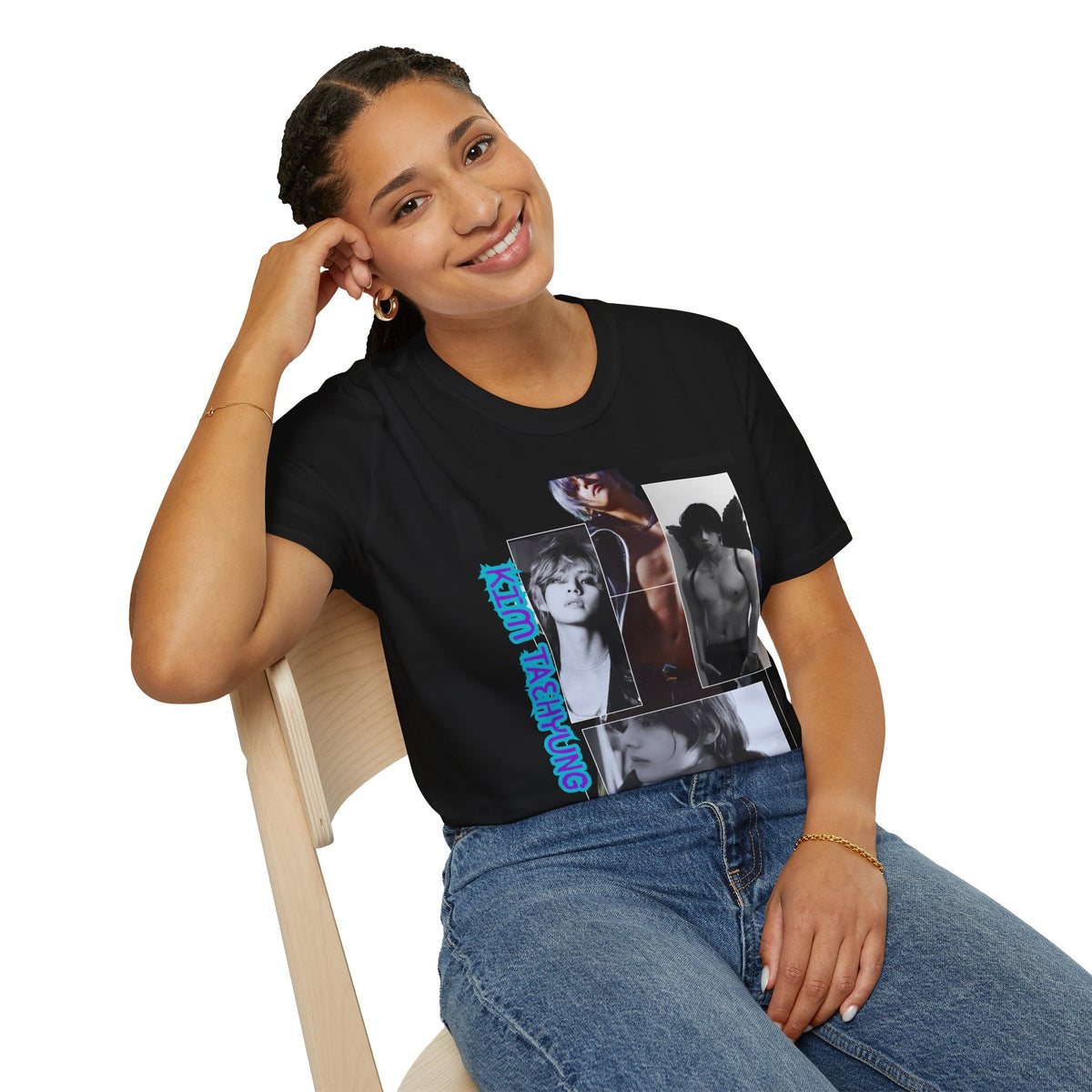 V Photo Collage Tee — Retro K-Pop Inspired Graphic T-Shirt