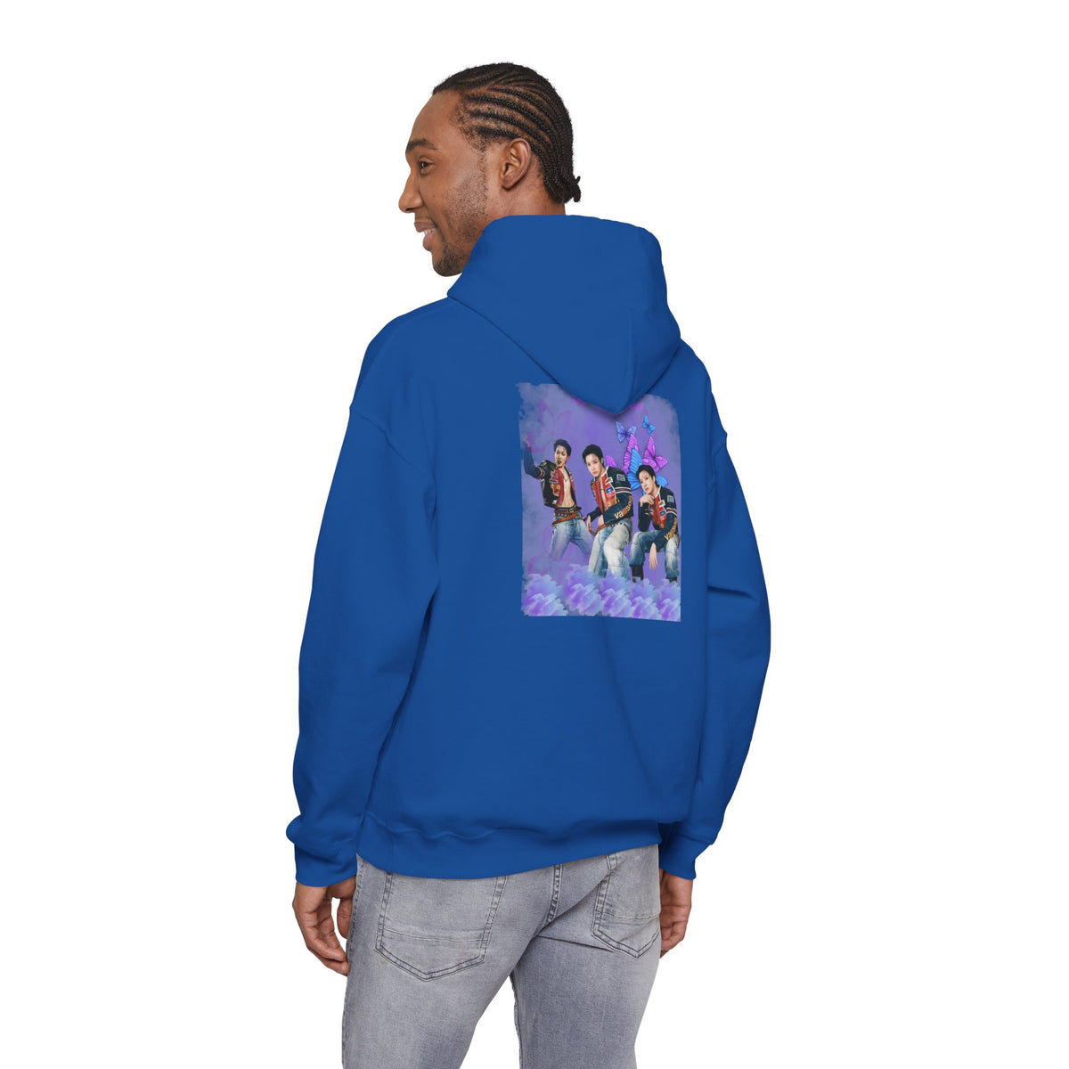 JHOPE Photo Hoodie — Purple Watercolor Floral Crew Sweatshirt