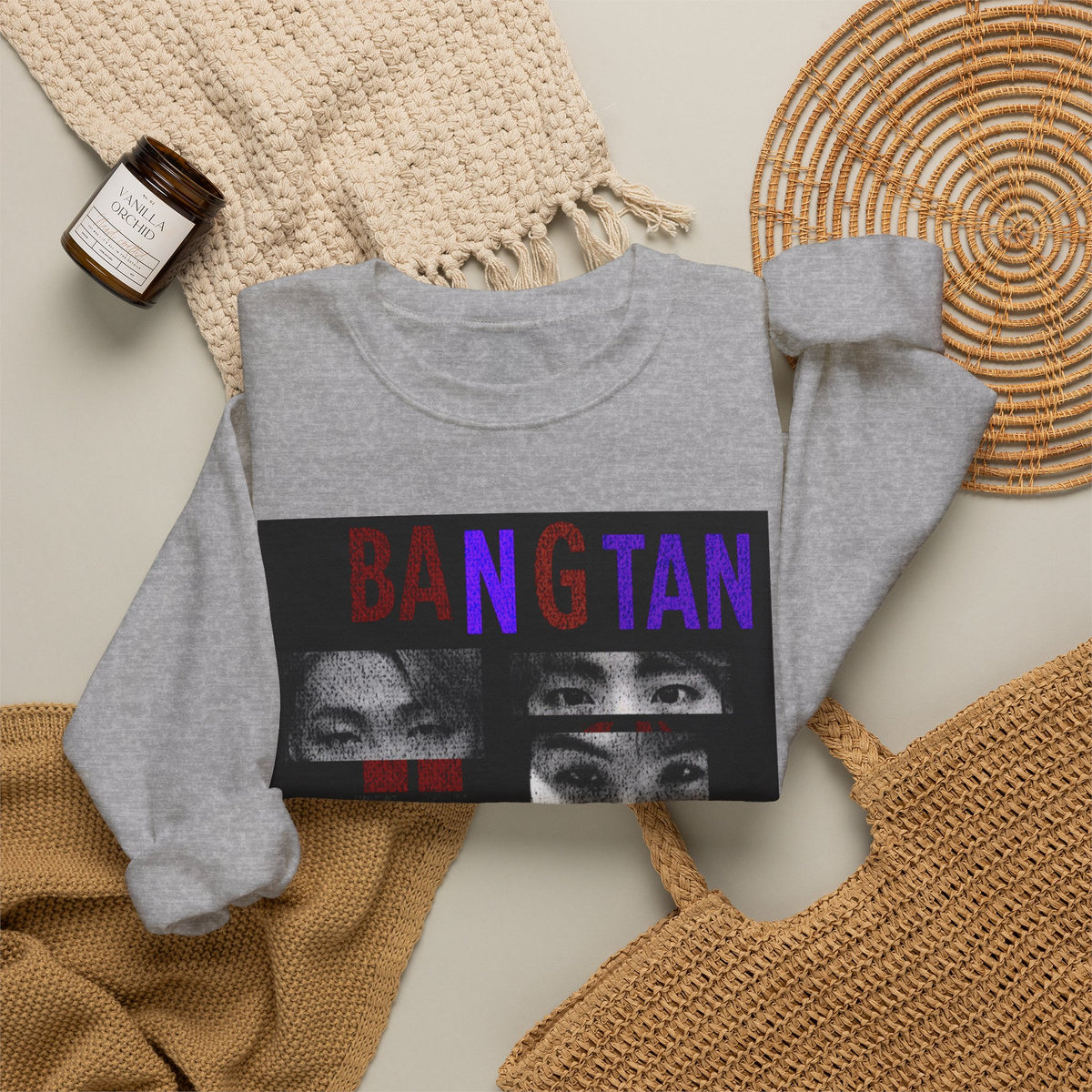 Bangtan Eyes Graphic Sweatshirt — K-Pop Fan Crewneck ("BANGTAN 07 FOREVER")