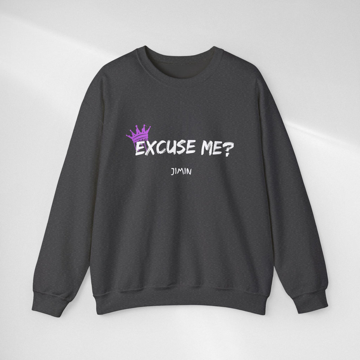 Jimin Excuse me? Purple Crown Crewneck Sweatshirt