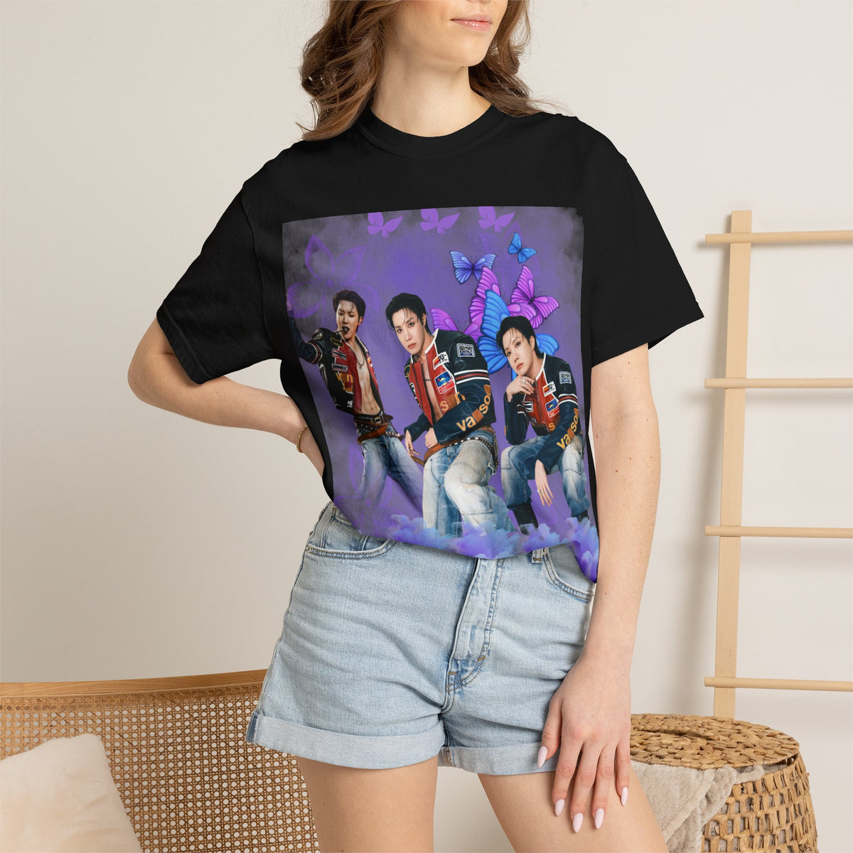 JHOPE Graphic T-Shirt — Purple Floral Portrait Tee