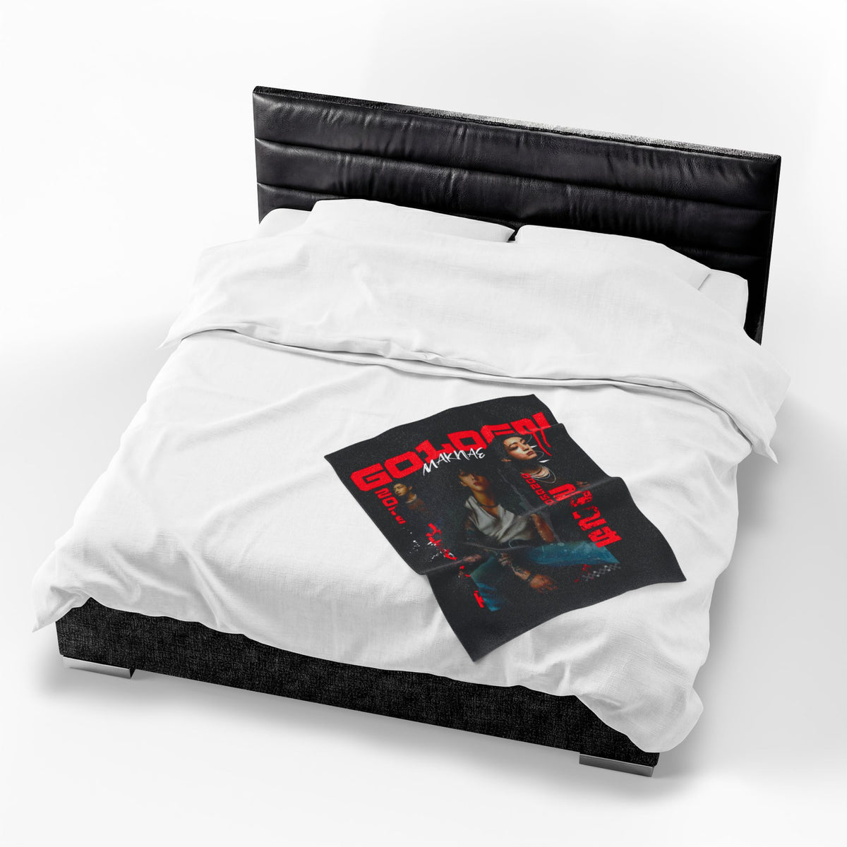 Jungkook Band Velveteen Plush Blanket – 'Golden' Graphic Throw