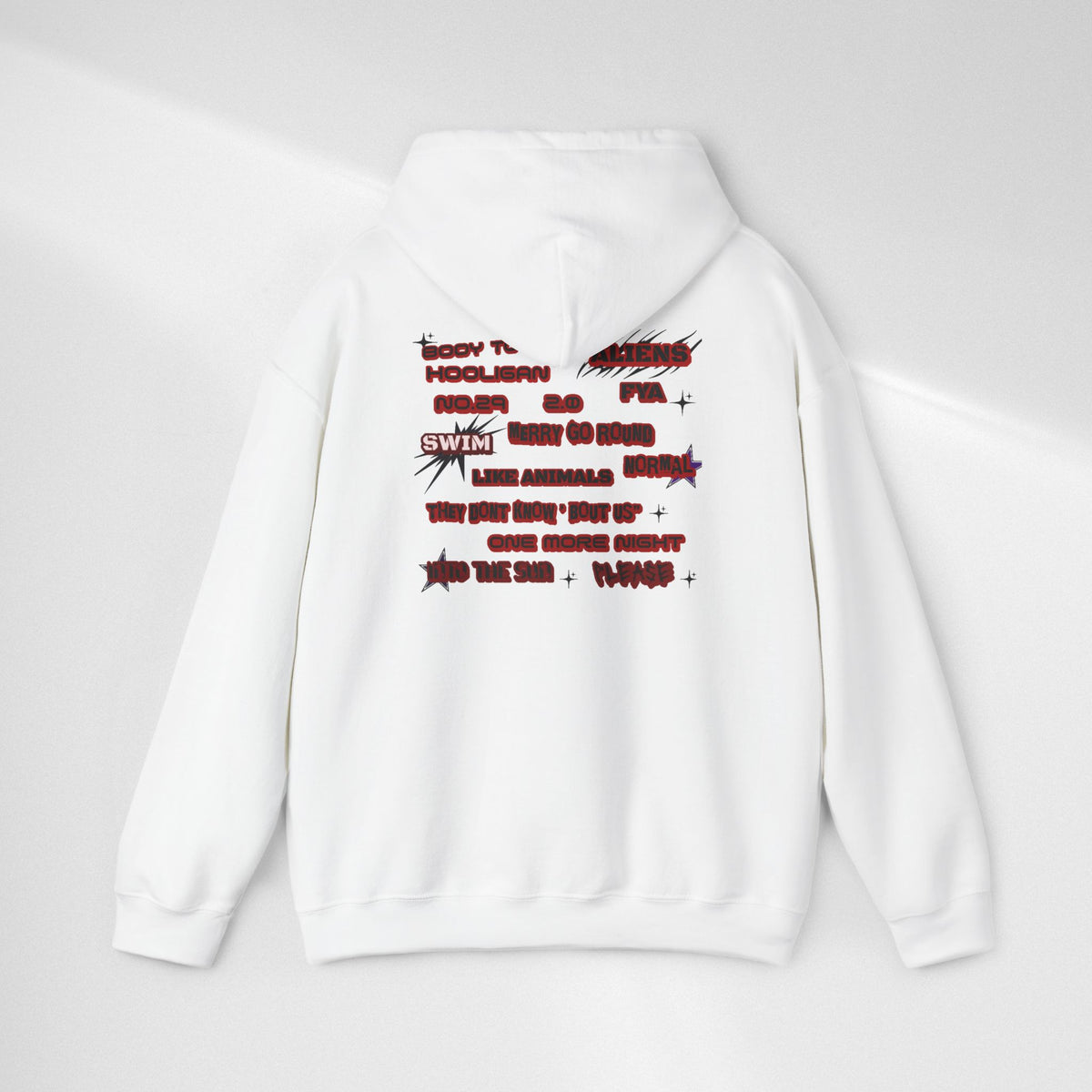BTS Text Graphic Hoodie —  Red Script Sweatshirt