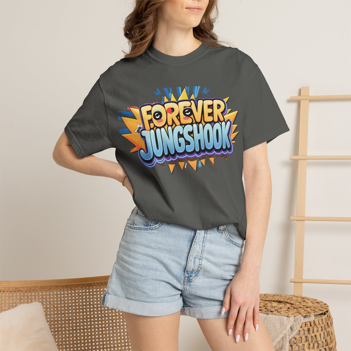 Forever Jungshook T-Shirt — Colorful Fan Graphic Tee