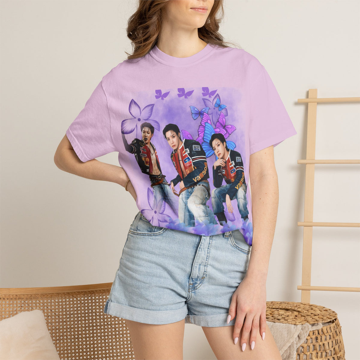 JHOPE Graphic T-Shirt — Purple Floral Portrait Tee