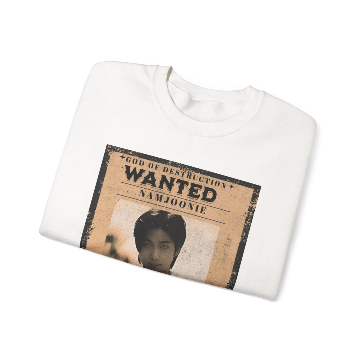 Wanted Poster Crewneck Sweatshirt — 'Wanted: Namjoonie' Vintage K-Pop Graphic