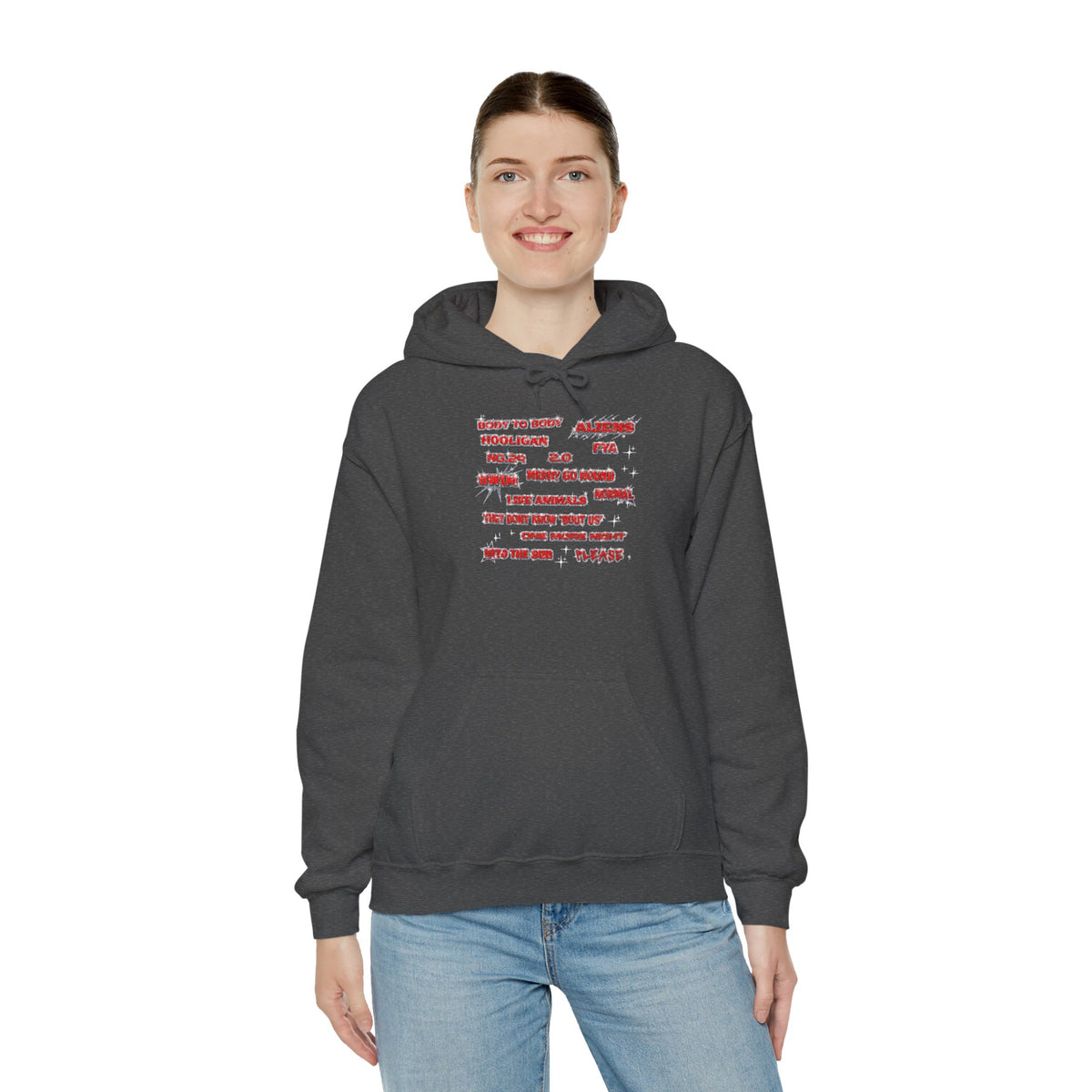 BTS Text Graphic Hoodie —  Red Script Sweatshirt