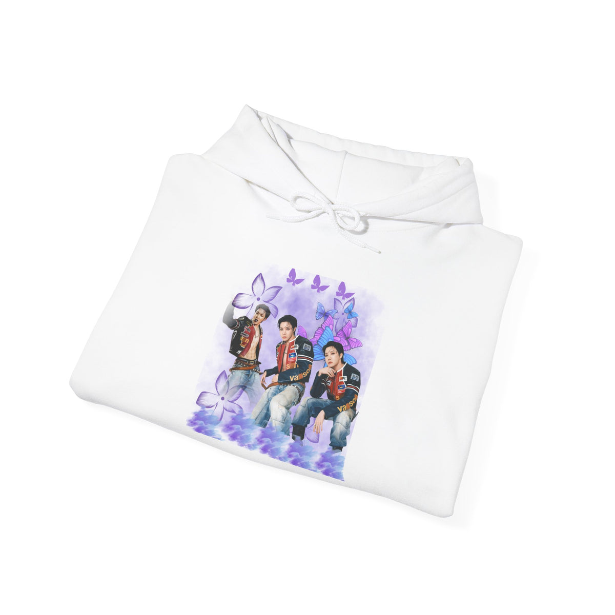 JHOPE Photo Hoodie — Purple Watercolor Floral Crew Sweatshirt