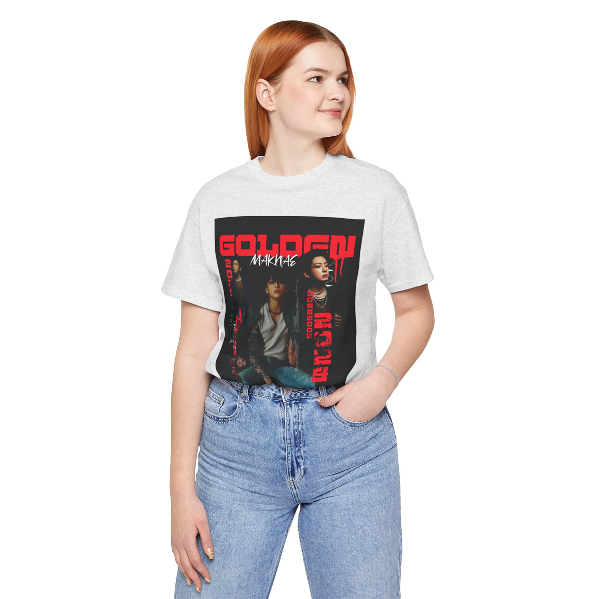 Jungkook Graphic Tee — Golden (Red Text)