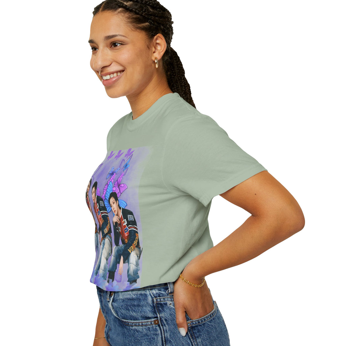 JHOPE Graphic T-Shirt — Purple Floral Portrait Tee