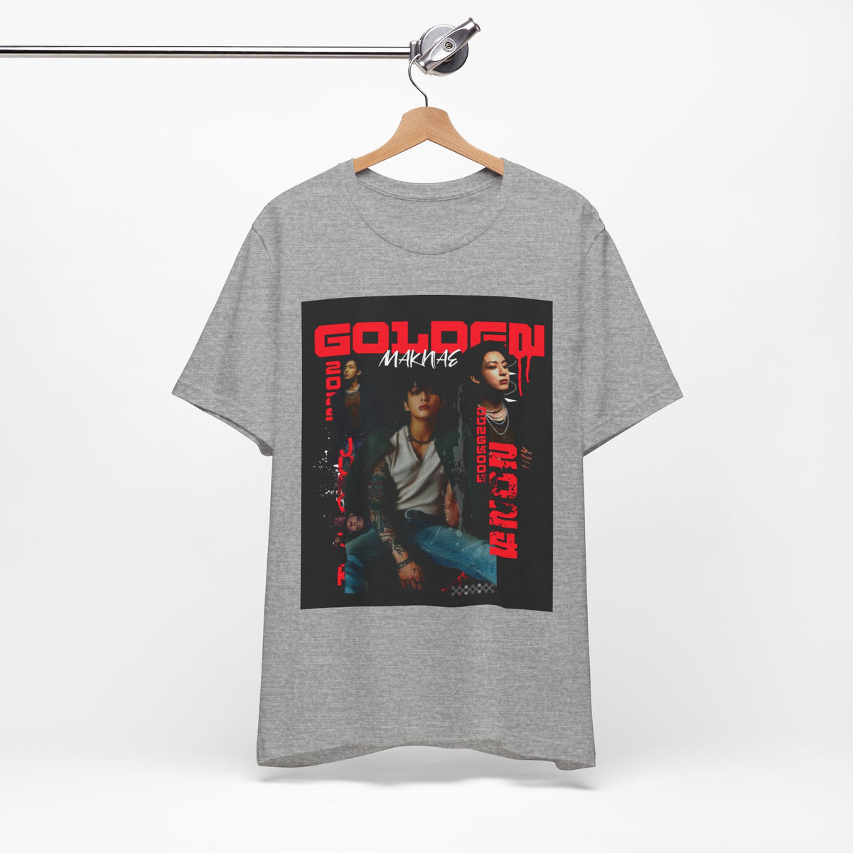Jungkook Graphic Tee — Golden (Red Text)