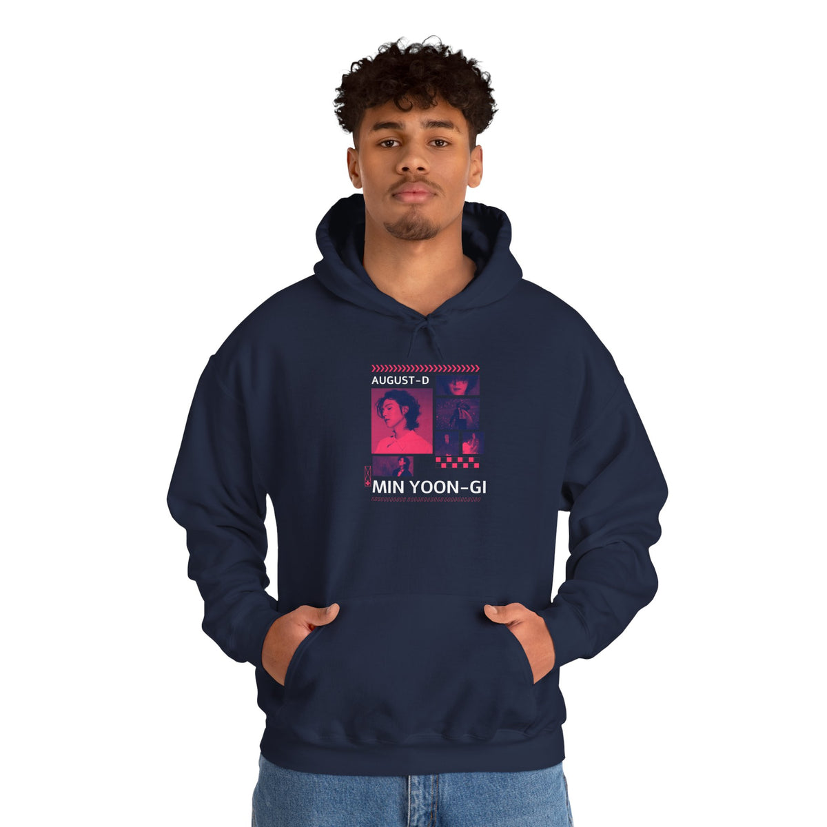 Suga Photo Collage Hoodie — Retro Pink Portraits Grid Design