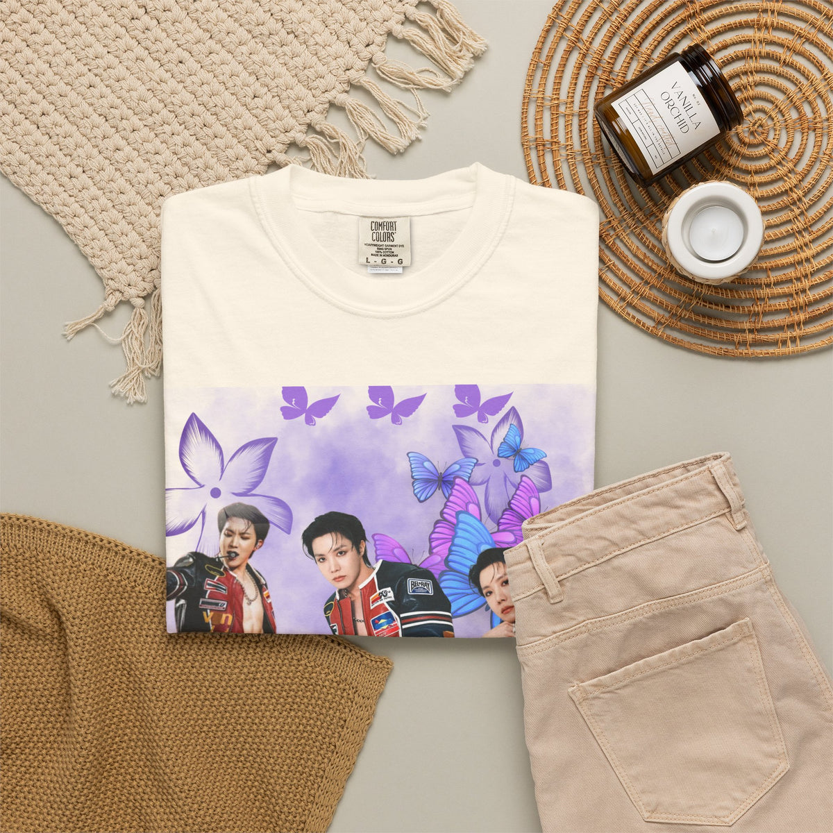 JHOPE Graphic T-Shirt — Purple Floral Portrait Tee