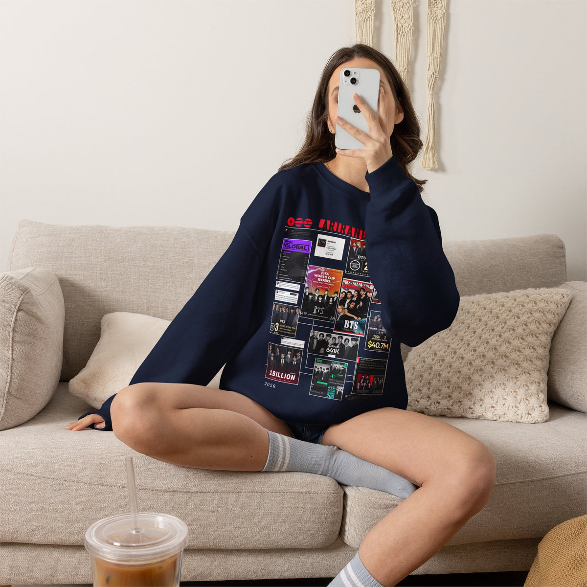 BTS Collage Graphic Crewneck Sweatshirt — Music Poster Design