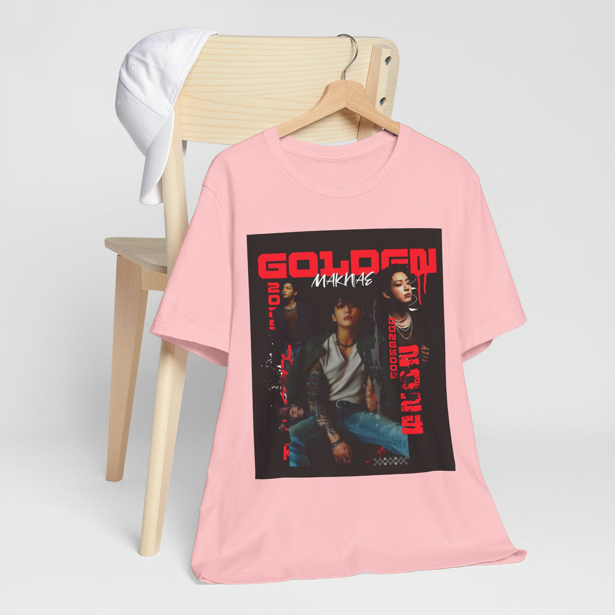 Jungkook Graphic Tee — Golden (Red Text)
