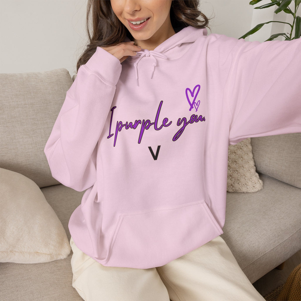 I Purple You Hoodie — K-Pop BTS Inspired Heart Script Sweatshirt