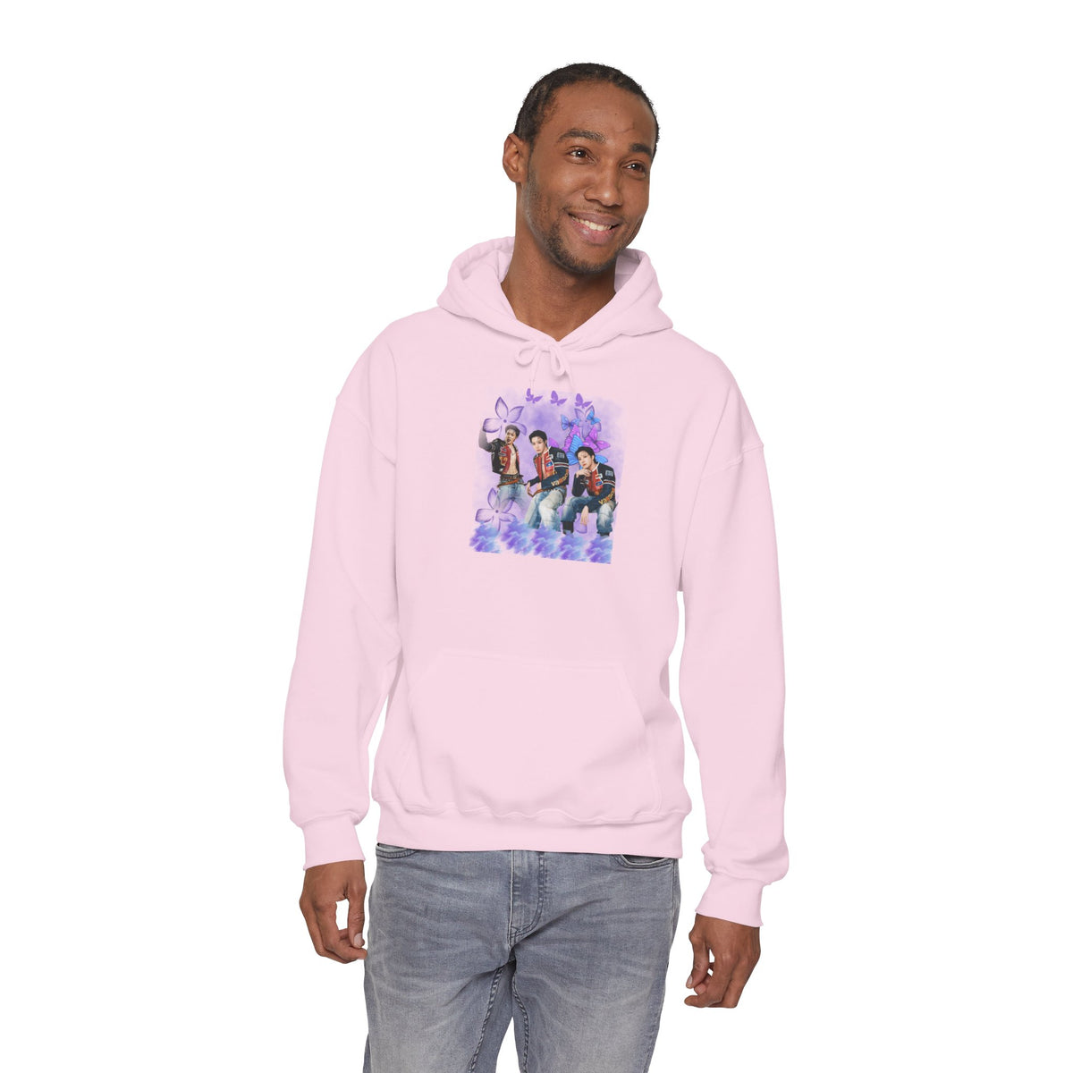 JHOPE Photo Hoodie — Purple Watercolor Floral Crew Sweatshirt