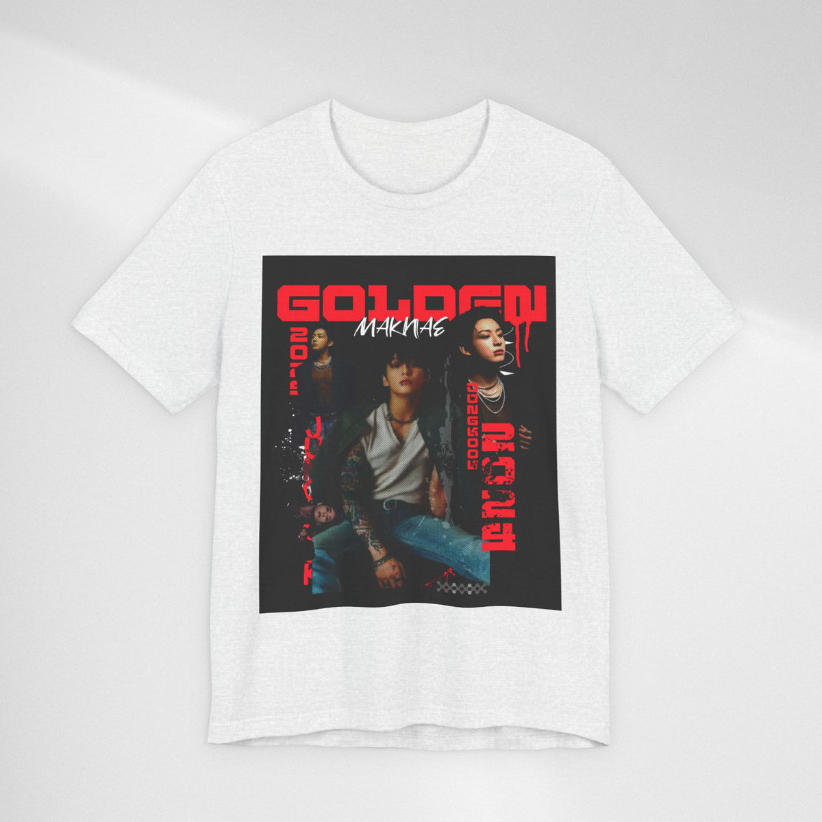 Jungkook Graphic Tee — Golden (Red Text)