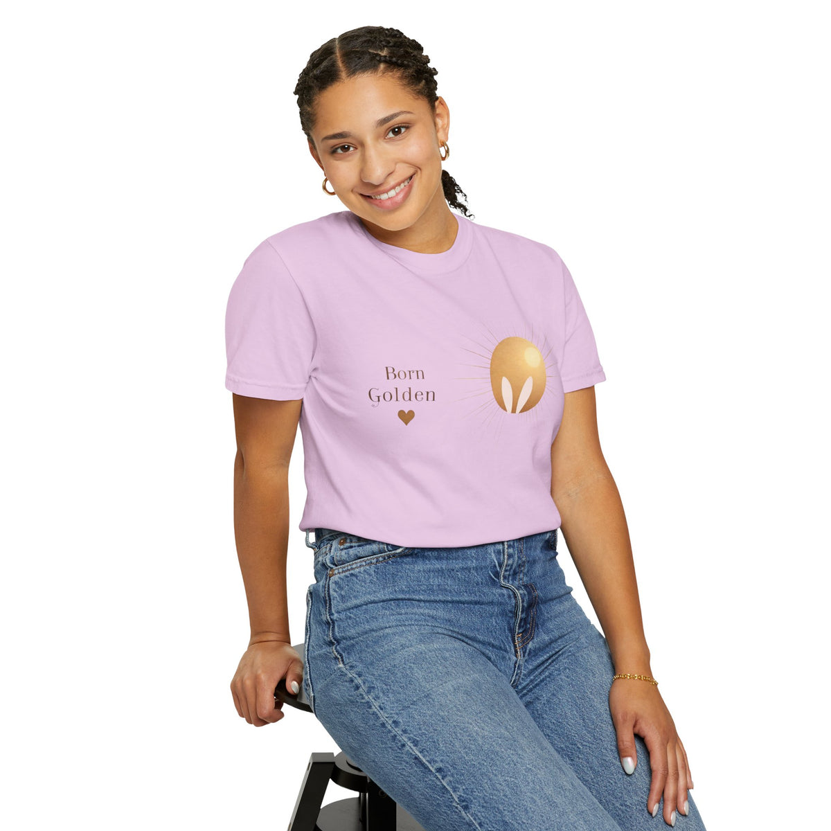 JK Born Golden Tee — Minimal Sun Badge Graphic T-Shirt